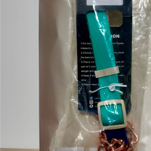 New Martingale Dog Collar-Waterproof, No-Pull-Blue & Turquoise,Gold Chain-Medium - Picture 2 of 4